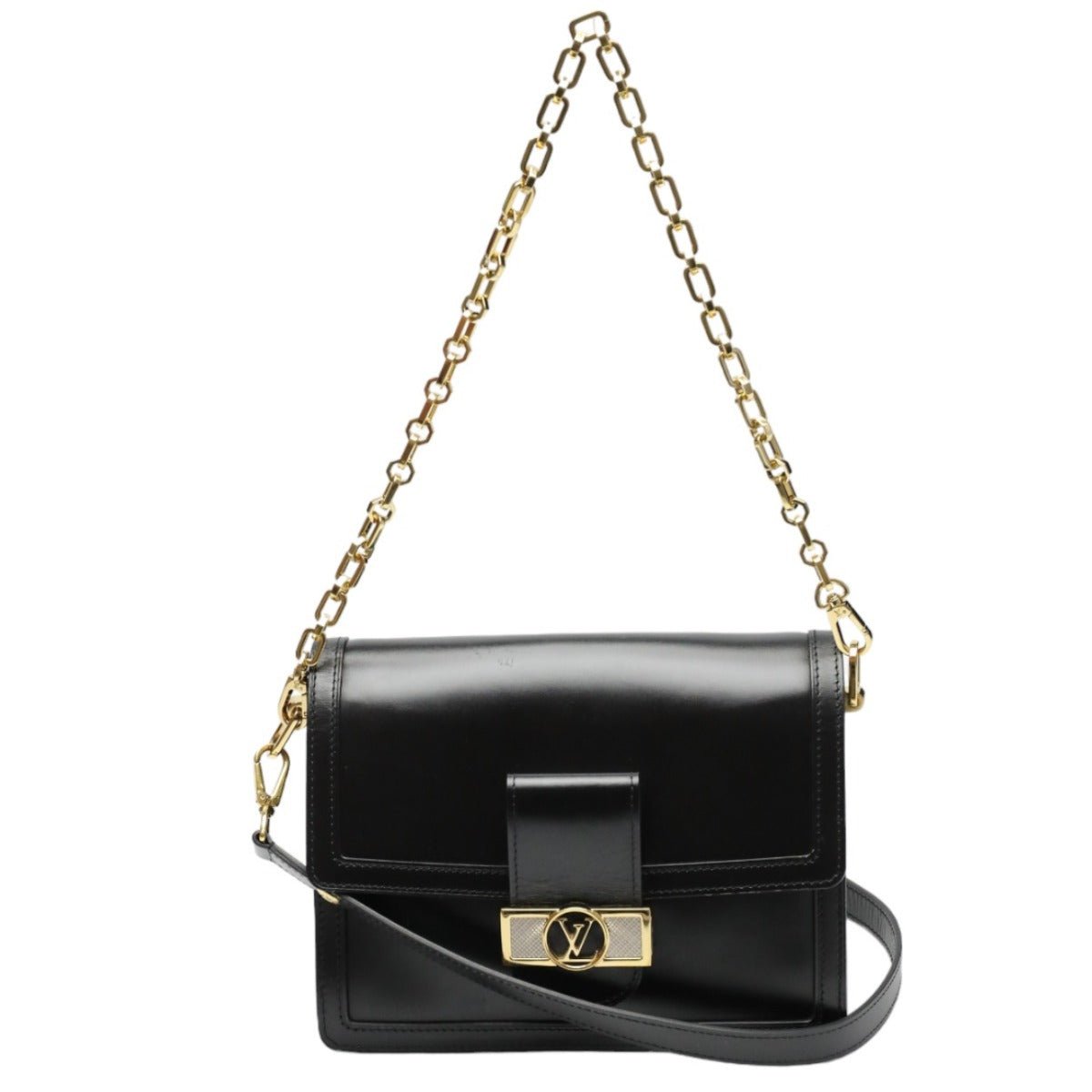 LOUIS VUITTON Shoulder Bag M55821 Calf leather Noir Chain LV Lock Dauphine MM Women Used | AlmaBagz - Image 2