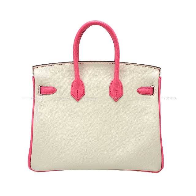 HERMES Handbag Birkin25 Personal order with initials engraved Craie/Rose Azalee Veau Epsom Mat Silver HW Stamp | AlmaBagz - Image 4