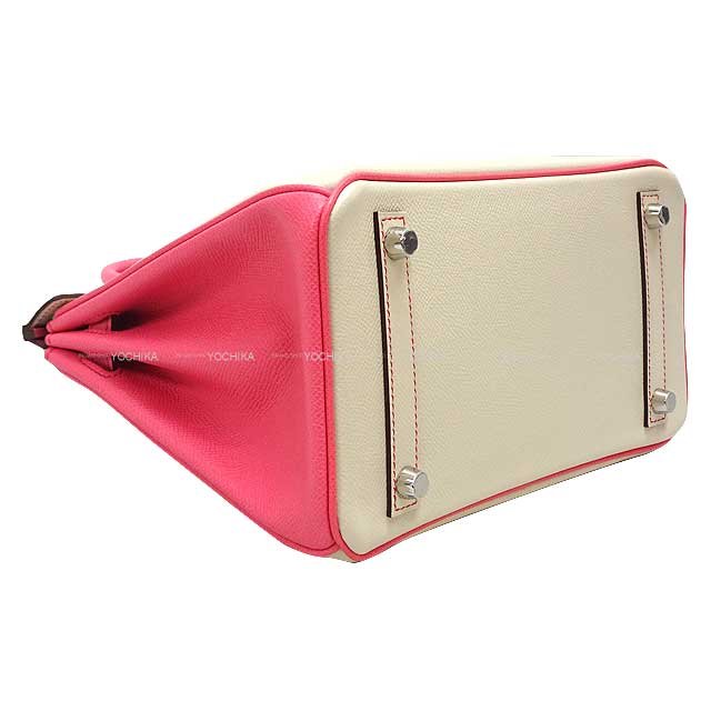 HERMES Handbag Birkin25 Personal order with initials engraved Craie/Rose Azalee Veau Epsom Mat Silver HW Stamp | AlmaBagz - Image 5