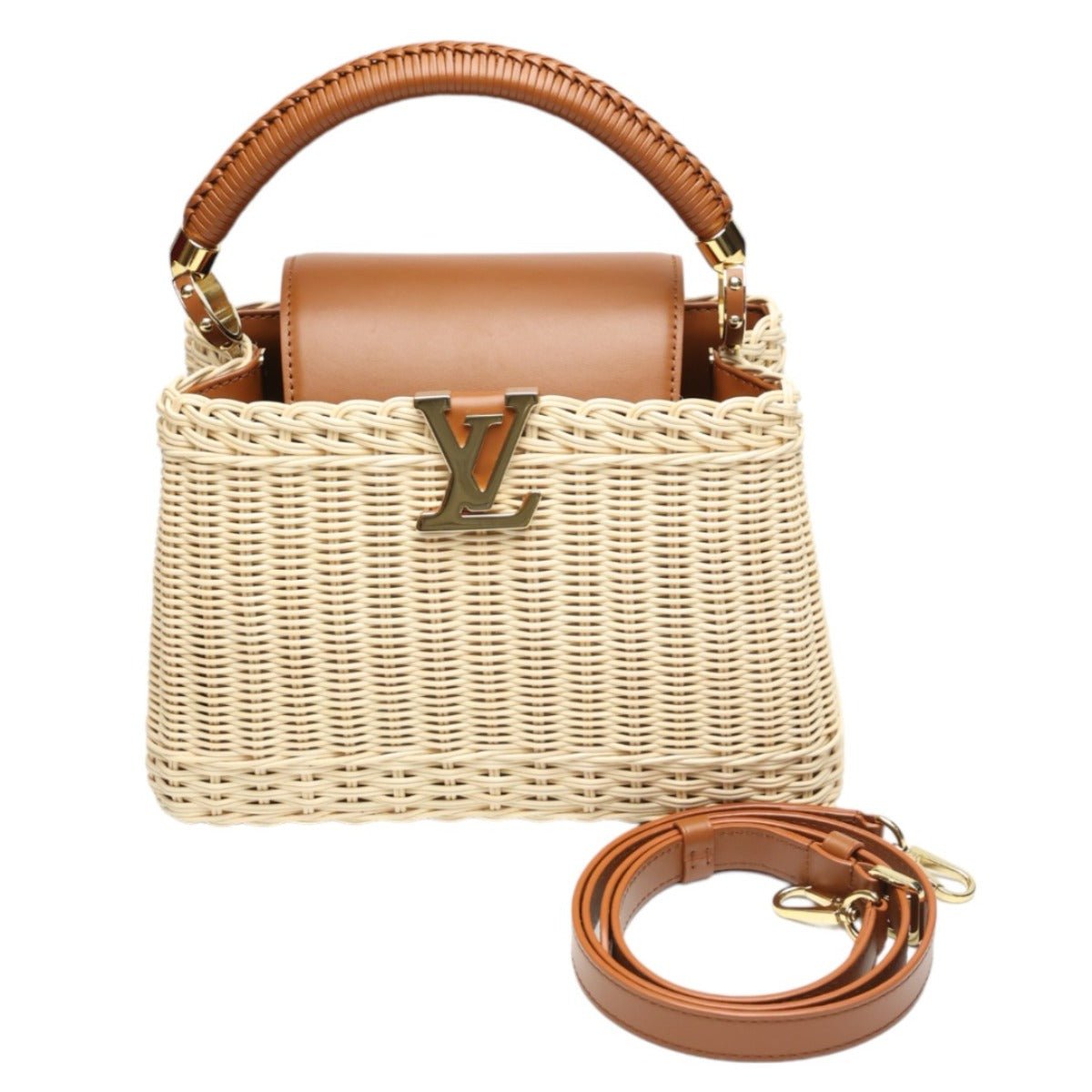 LOUIS VUITTON Shoulder Bag M22173 Brown x beige Capusine BB Leather x Rattan Women Used | AlmaBagz - Image 16