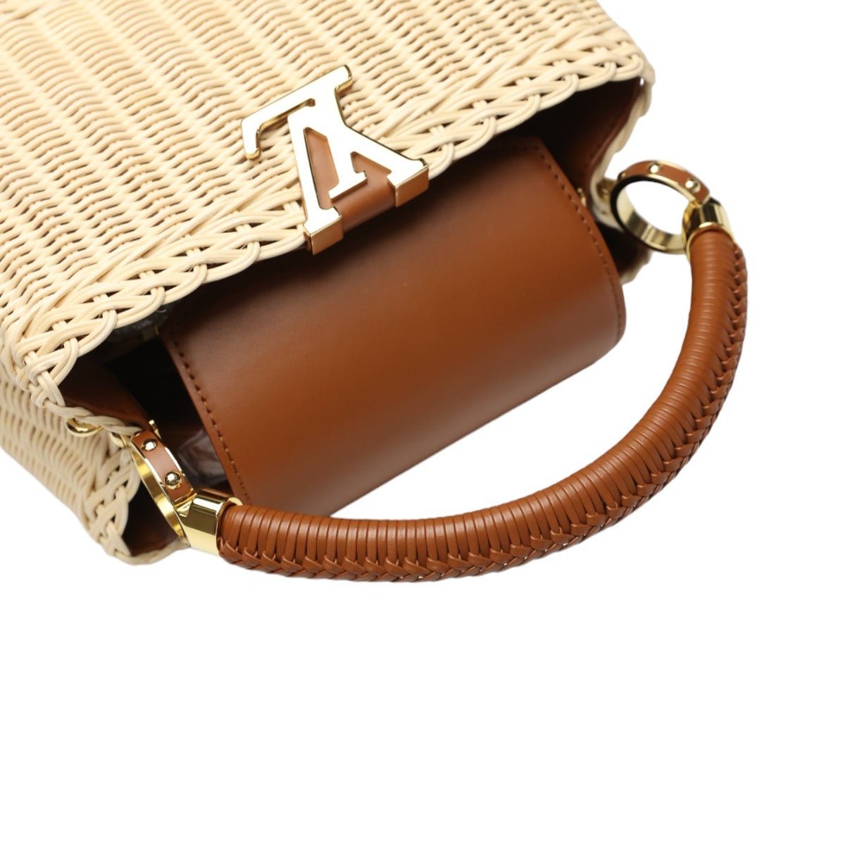 LOUIS VUITTON Shoulder Bag M22173 Brown x beige Capusine BB Leather x Rattan Women Used | AlmaBagz - Image 10
