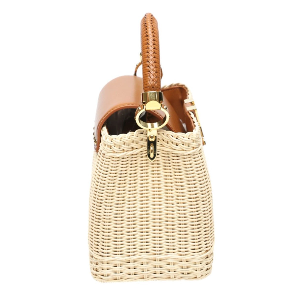 LOUIS VUITTON Shoulder Bag M22173 Brown x beige Capusine BB Leather x Rattan Women Used | AlmaBagz - Image 3