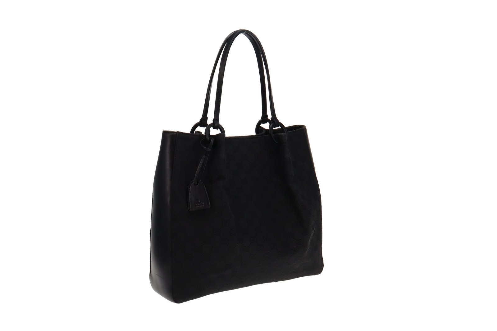 Gucci Vintage Black GG Tote Rouched | AlmaBagz