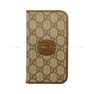GUCCI iPhone case Notebook Covers 15pro 760185 92tcg8563 Beige & Ebony GG Supreme | AlmaBagz