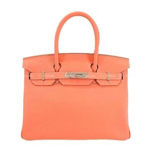 HERMES Handbag Birkin30 Crevette Taurillon Clemence Silver HW Stamp □Q | AlmaBagz