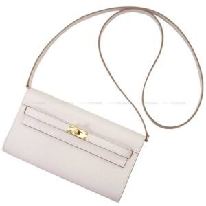 HERMES long wallet Kelly Wallet Long To Go New Gris Perle Veau Epsom Gold HW Stamp | AlmaBagz