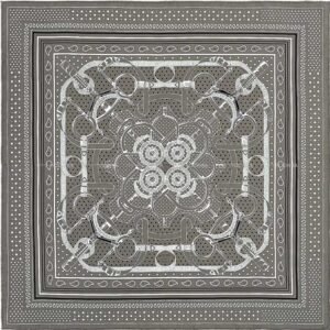 HERMES scarf Carre 70 Eperon d'Or Bandana Gris Taupe/Black(Noir)/White(Blanc) Silk100% | AlmaBagz