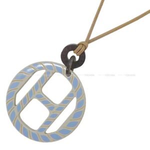HERMES necklace H Equipe Nautic Lumiere Pendant Sesami/Blanc (White)/Blue Buffalo Horn | AlmaBagz