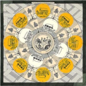 HERMES scarf Carre 140 Jeu des Omnibus game Remix Naturel(27)/Gris/Safran(22) Cashmere70% / Silk30% | AlmaBagz