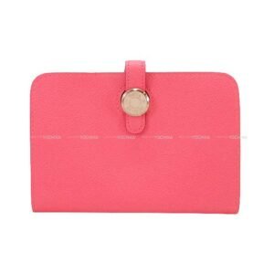HERMES Bi-fold wallet Dogon Compact Rose Azalee Evercolor Silver HW Stamp | AlmaBagz