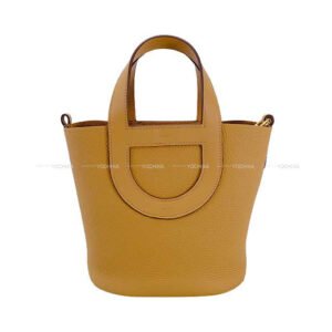 HERMES Handbag In the Loop 18 Biscuit Taurillon Clemence/Veau Swift Gold HW Stamp | AlmaBagz