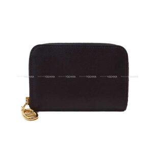 HERMES card holder Zip-Ango Compact Chaine d Angle Noir (Black) Ever Grain Gold HW Stamp | AlmaBagz