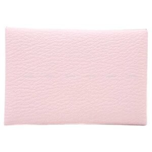 HERMES card holder Calvi Rose Darling Chevre Myzore Silver HW Stamp | AlmaBagz