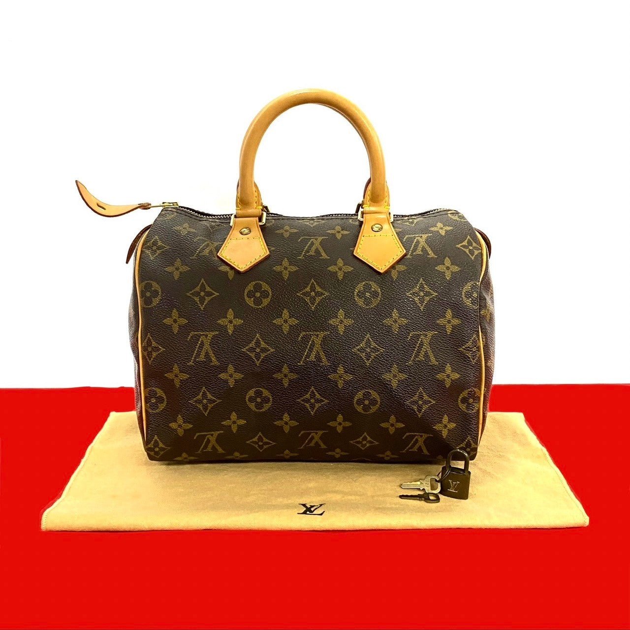 LOUIS VUITTON Boston Duffel bag leather Brown Monogram Speedy 25 | AlmaBagz