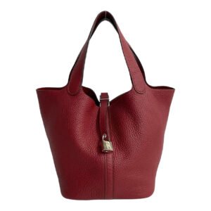 HERMES Handbag Taurillon Clemence Red Picotan lock | AlmaBagz