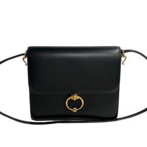 HERMES Shoulder Bag leather black Sexana 22 | AlmaBagz