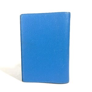 HERMES Notebook cover leather blue System planner, bi-fold, stationery Agenda GM unisex(Unisex) Used | AlmaBagz