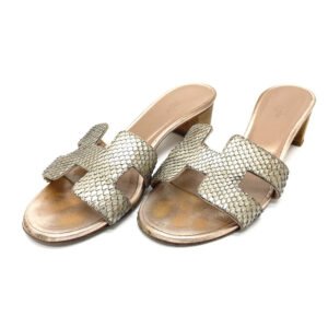 HERMES Sandals leather Beige type H motif Oasis Oasis Women 36.5 Used | AlmaBagz