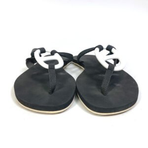 HERMES Sandals rubber black Chene Dunkle Caranella Women 37 Used | AlmaBagz