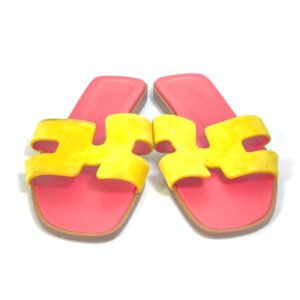 HERMES Sandals Leather, Suede pink logo Oran Women 36.5 Used | AlmaBagz