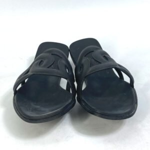 HERMES Sandals rubber black shoes flats flats Aloha Chene Dunkle Women 39 Used | AlmaBagz