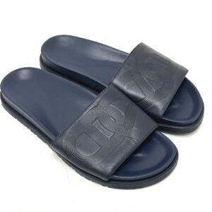 HERMES Sandals leather Navy Shoes Shower sandals Pool sandals Slide sandals Biarritz mens 41 Used | AlmaBagz