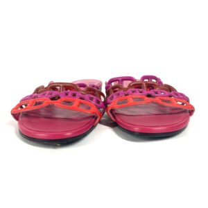 HERMES Sandals leather pink Shoes Flat Sandals Thalassa Chene Dunkle Women 36.5 Used | AlmaBagz