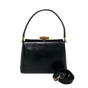 GUCCI Shoulder Bag Calfskin, Leather black Bamboo Women Used | AlmaBagz
