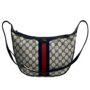 GUCCI Shoulder Bag leather Navy Sherry line | AlmaBagz