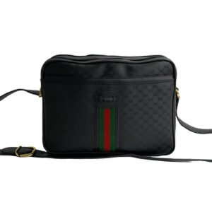 GUCCI Shoulder Bag leather black Sherry line Old Gucci | AlmaBagz
