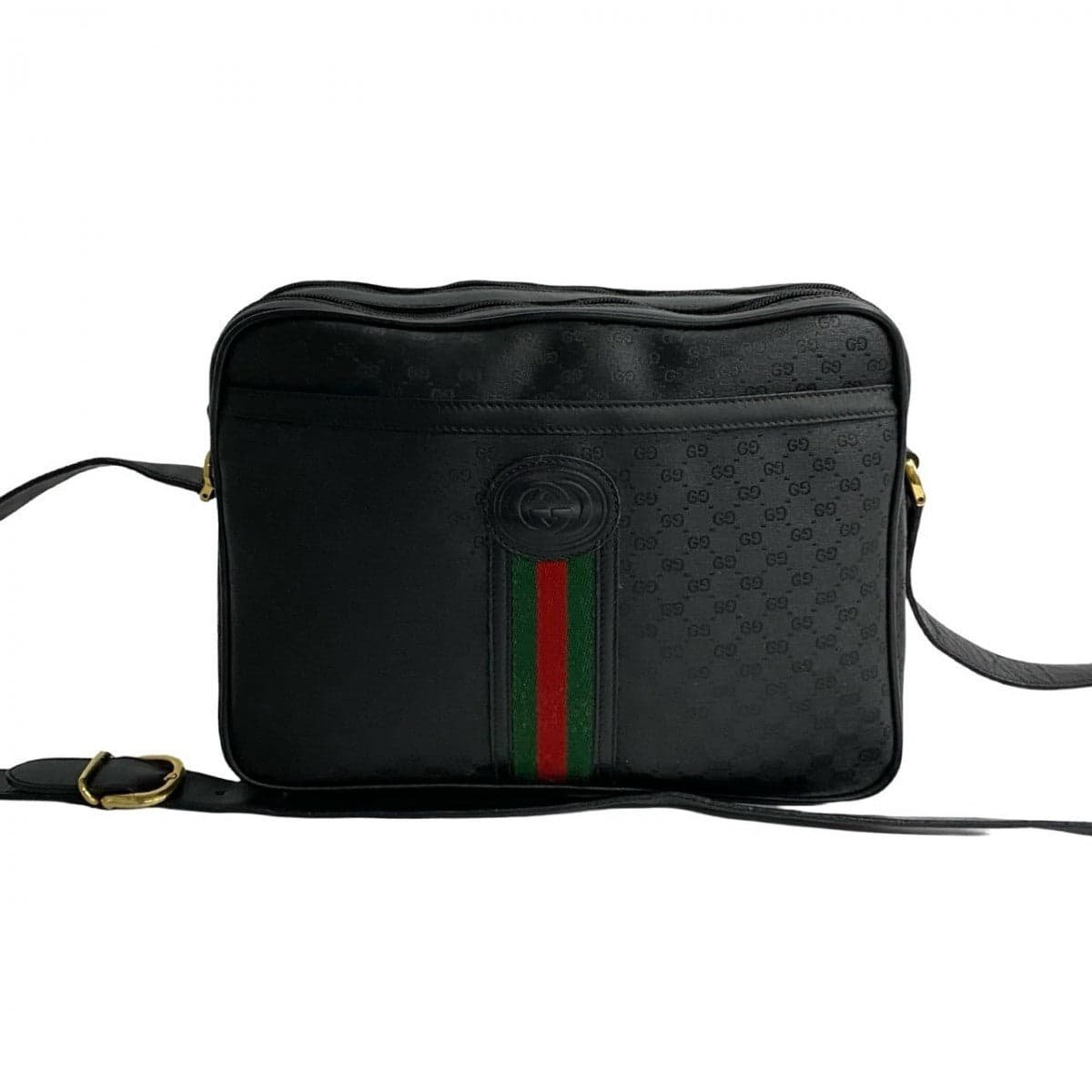 GUCCI Shoulder Bag leather black Sherry line Old Gucci | AlmaBagz
