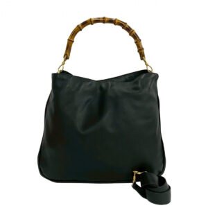 GUCCI Shoulder Bag leather black Bamboo | AlmaBagz