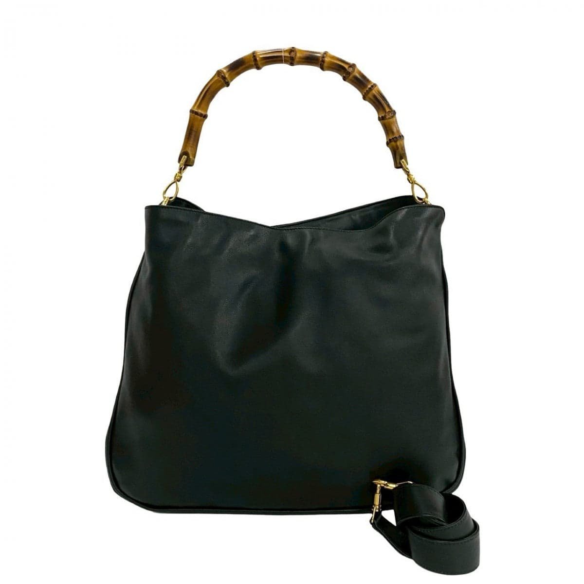 GUCCI Shoulder Bag leather black Bamboo | AlmaBagz