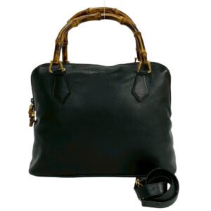 GUCCI Shoulder Bag leather black Bamboo | AlmaBagz