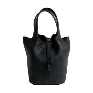 HERMES Handbag Taurillon Clemence black Picotin Lock Monochrome PM | AlmaBagz