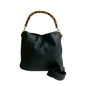 GUCCI Shoulder Bag leather black Bamboo | AlmaBagz