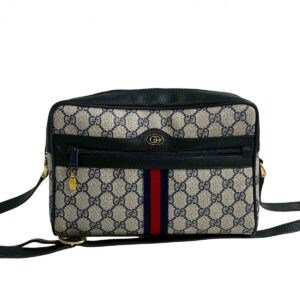 GUCCI Shoulder Bag leather Navy Sherry line | AlmaBagz