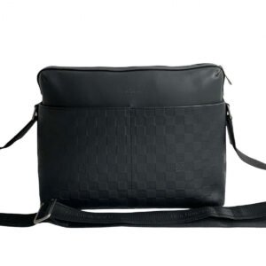 LOUIS VUITTON Shoulder Bag leather black Damier Anfini Calypso MM | AlmaBagz