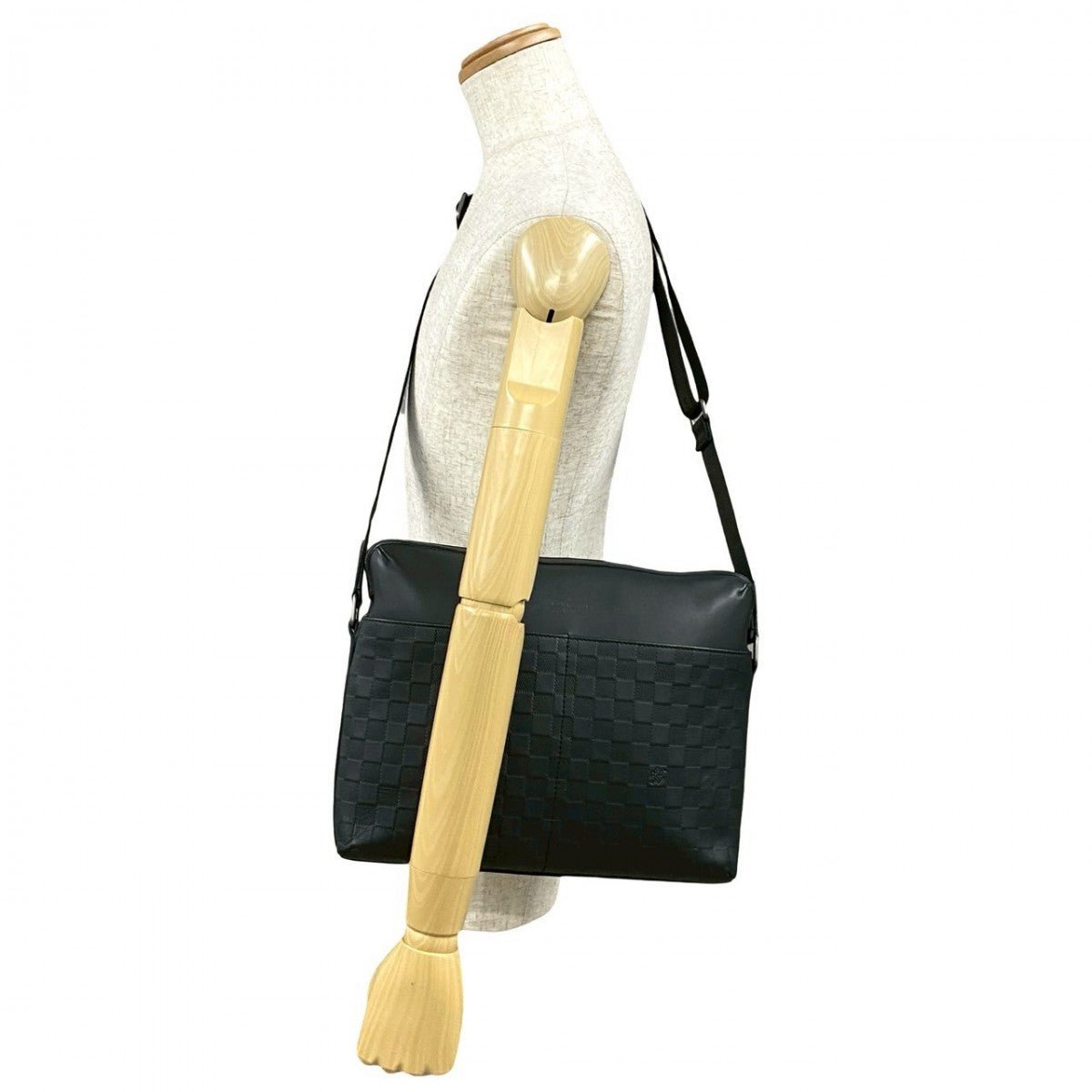 LOUIS VUITTON Shoulder Bag leather black Damier Anfini Calypso MM | AlmaBagz - Image 2