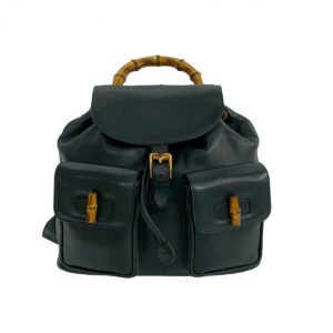 GUCCI Backpack leather Navy Bamboo | AlmaBagz