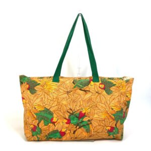 HERMES Tote Bag canvas Orange Shoulder Bag Shoulder Bag bird pattern Women Used | AlmaBagz