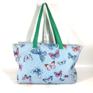HERMES Tote Bag canvas blue vintage butterfly | AlmaBagz