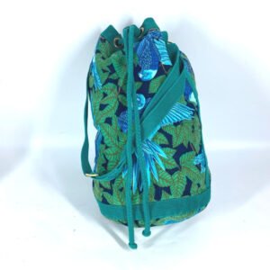 HERMES Shoulder Bag canvas green Bird pattern | AlmaBagz