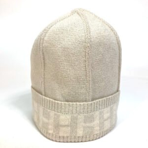 HERMES Knit hat cashmere Beige type apparel Glitter logo Women LA Used | AlmaBagz