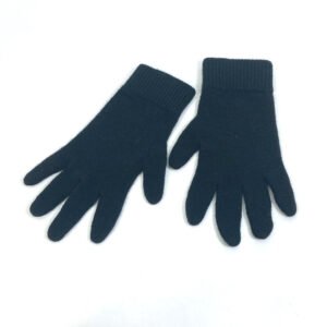 HERMES gloves cashmere black Whole pattern H logo L | AlmaBagz