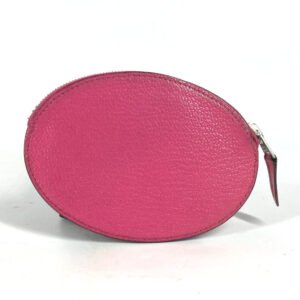 HERMES Coin case leather pink H logo Evelyn | AlmaBagz