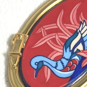 HERMES Brooch Gold Plated Gold x red Bird bird motif | AlmaBagz