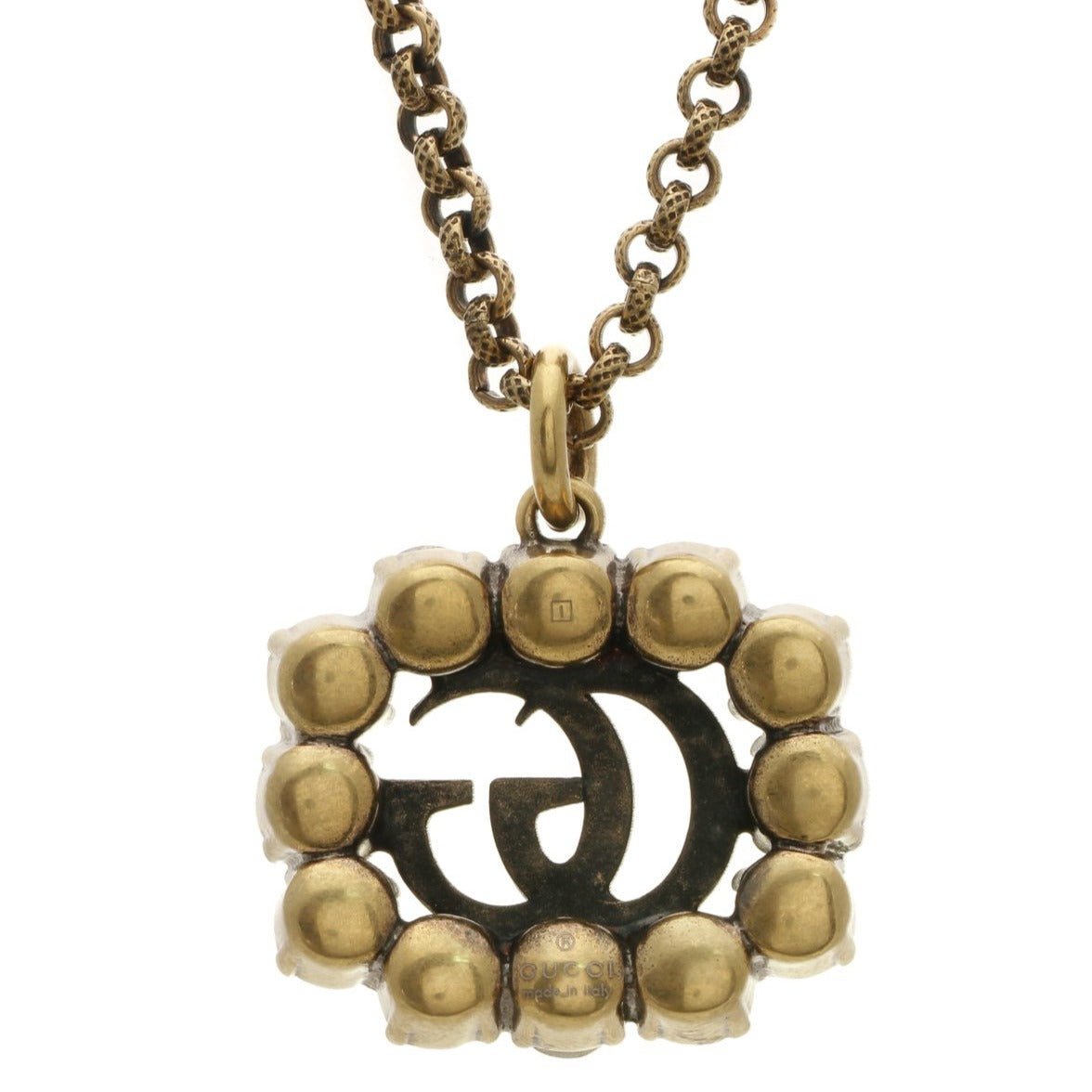 Gucci Red Crystal Double G Marmont Necklace in Gold | AlmaBagz