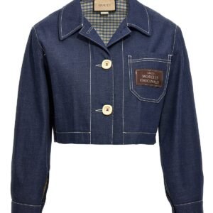 Gucci Women Crop Denim Jacket | AlmaBagz