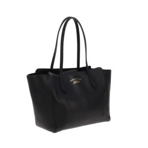 Gucci Black Leather Swing Tote | AlmaBagz